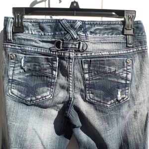 Blue Spice Distressed Stretch Jeans, Size 3
